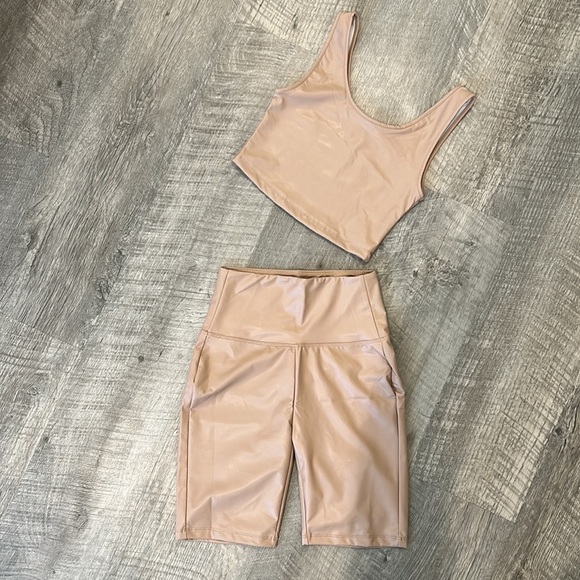 PU Leather Wet Look Biker & Crop Set - Picture 6 of 16